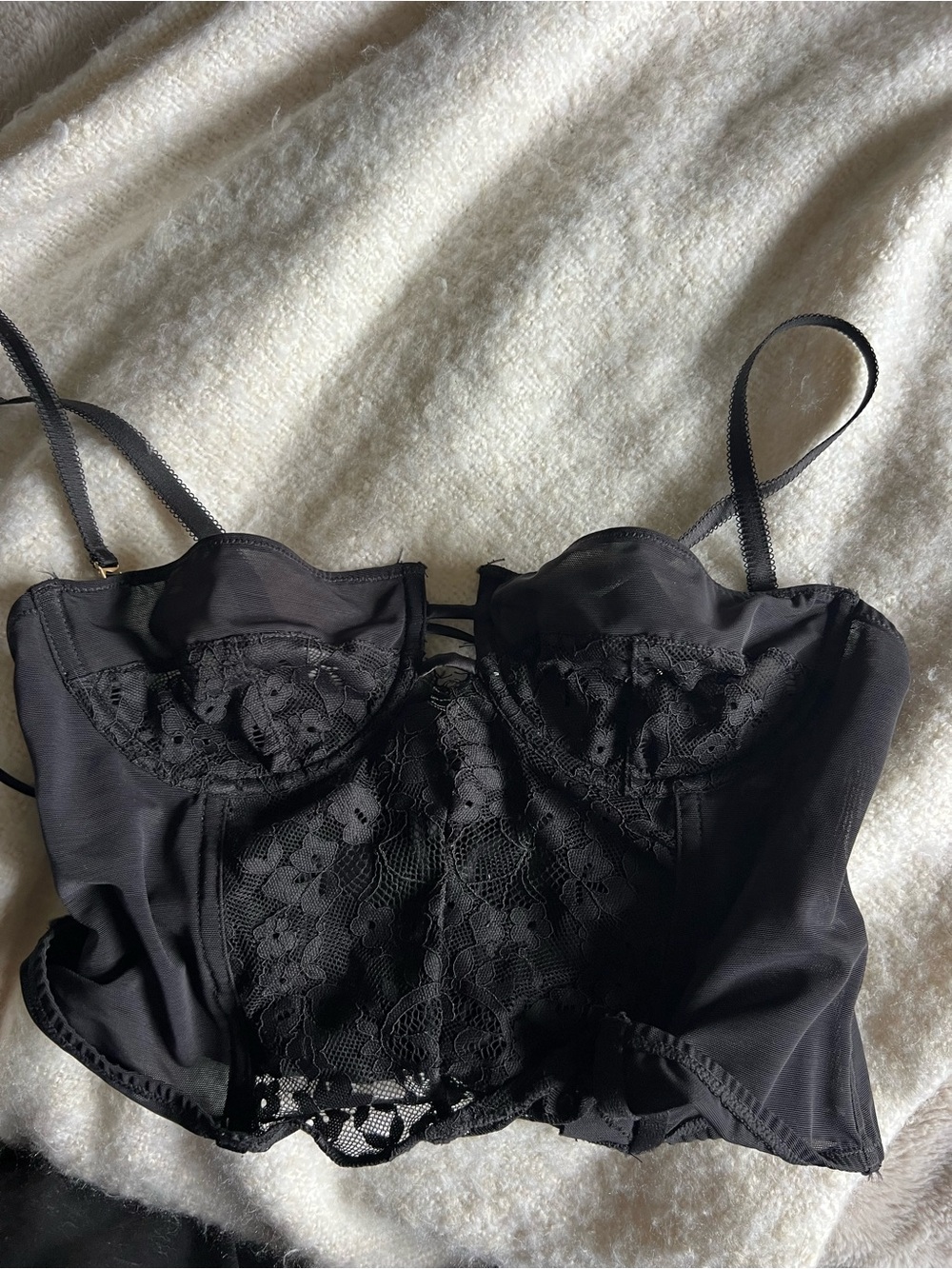 Zara Black Lace Bustier Crop Top